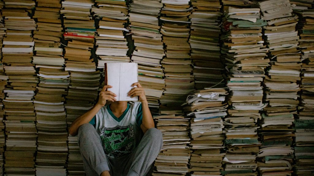 person reading a book